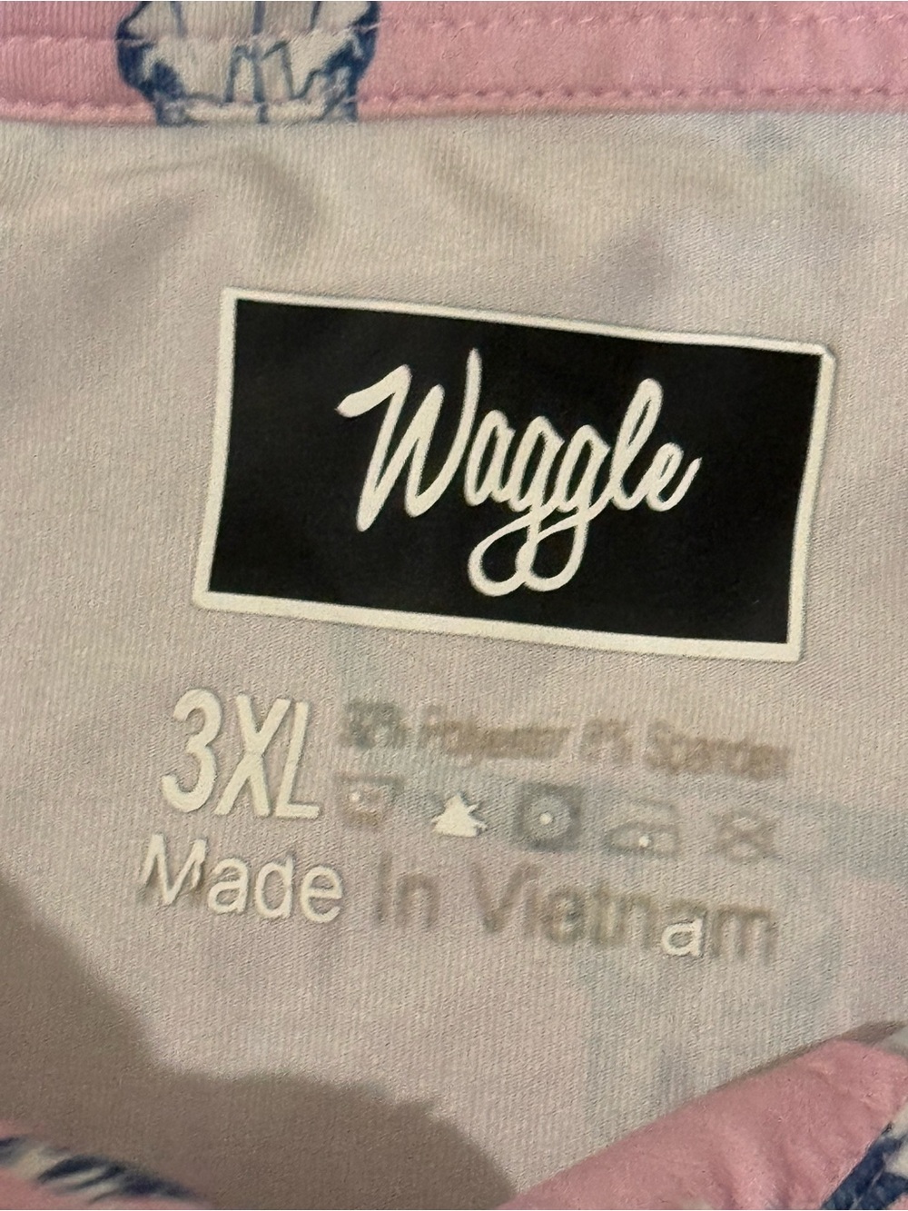 Waggle Men's 3XL Pink Short Sleeve Golf Polo Shirt Bull Graphic Print Stretch - Picture 4 of 7